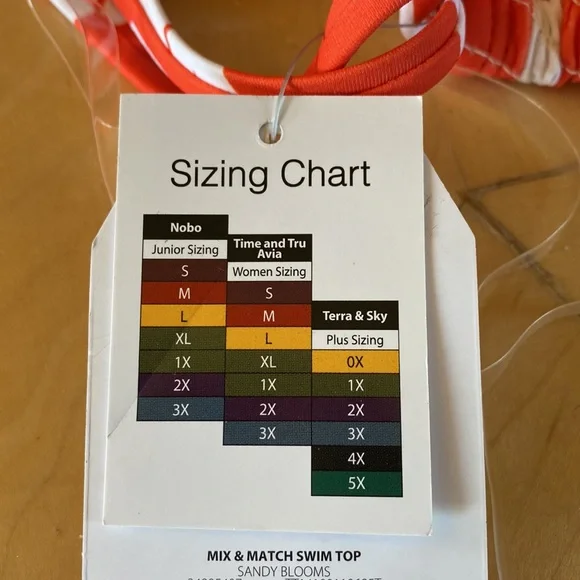 Time & Tru- Coral / Orange & White Flower 🌸 Design / Pattern Bikini  Top - Picture 7 of 7